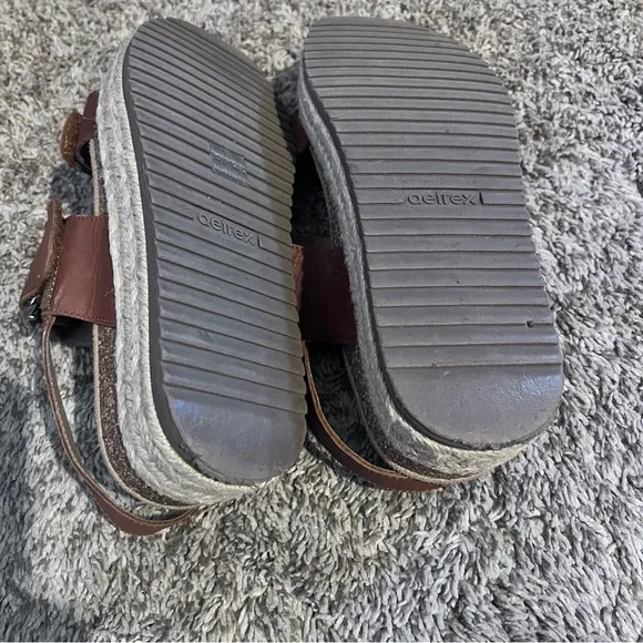 Aetrex Vania Platform Comfort Support Sandals Cognac Size 9.0-9.5 - Picture 4 of 6